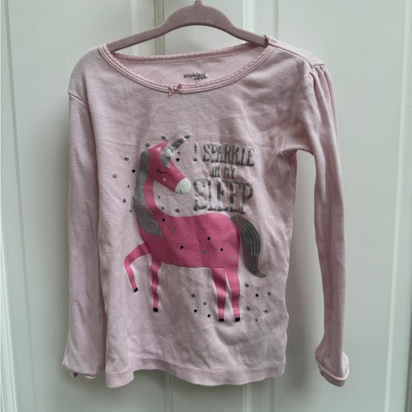 Simple Joys Carters 4T Girls Sparkle While Sleep Long Sleeve Unicorn Pajama Top - Picture 1 of 5